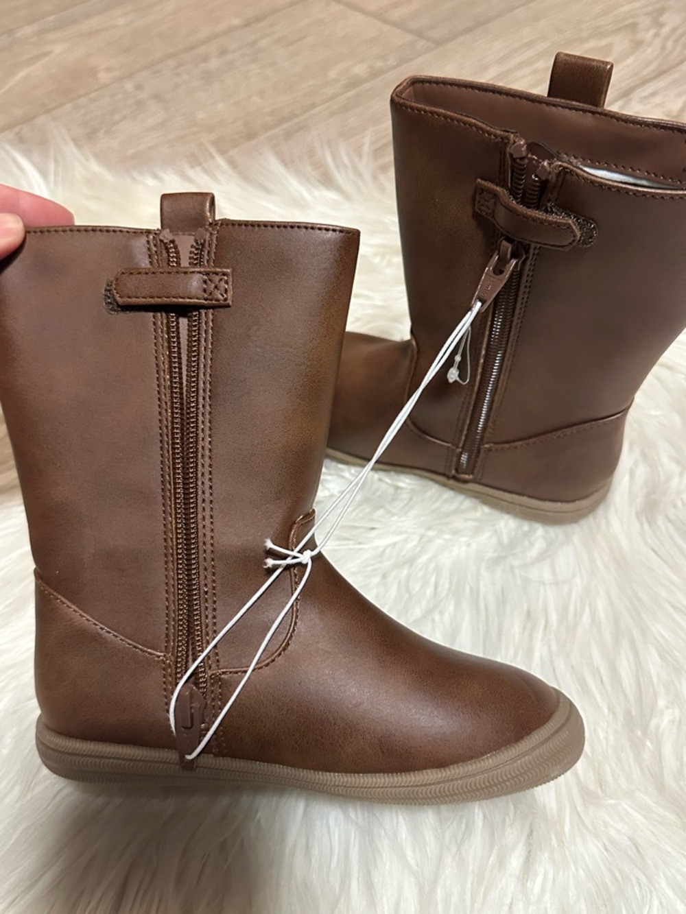 Cat & Jack Brown Girls' Mid-Calf Zip Boots